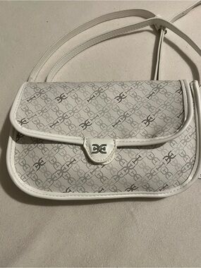 Sam Edelman White Logo Monogram Crossbody with Silver Hardware